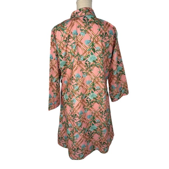 NWT Marigold By Victoria Dunn Pink Floral Print‎ Peasant Mini Shirt Dress Sz XL - Picture 3 of 11